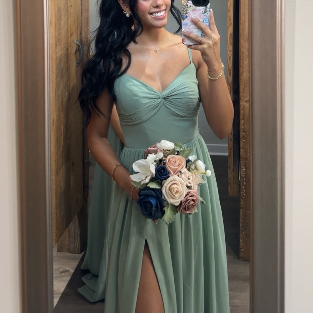 Azazie Matcha Green Formal Dress